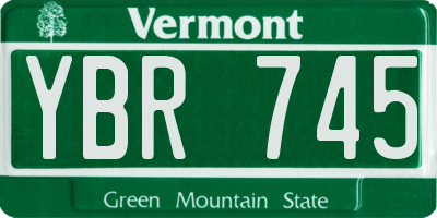 VT license plate YBR745