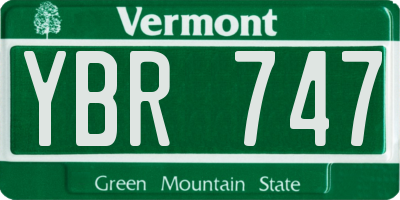 VT license plate YBR747