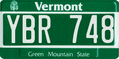 VT license plate YBR748