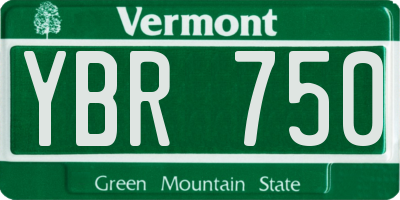 VT license plate YBR750
