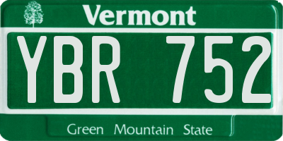 VT license plate YBR752