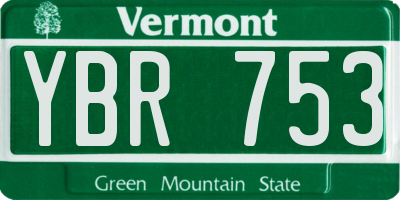VT license plate YBR753