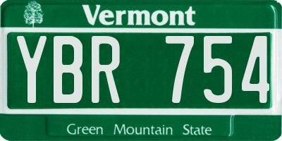 VT license plate YBR754
