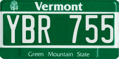 VT license plate YBR755