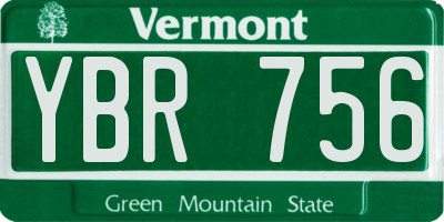 VT license plate YBR756