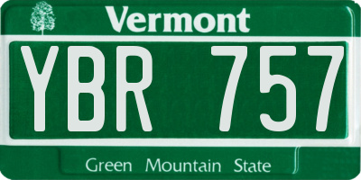 VT license plate YBR757