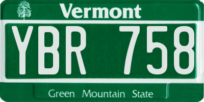 VT license plate YBR758