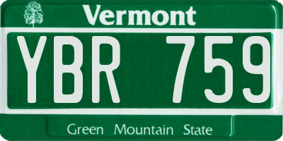 VT license plate YBR759