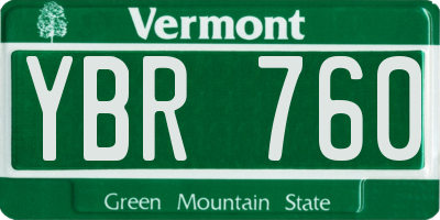 VT license plate YBR760