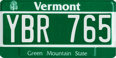 VT license plate YBR765