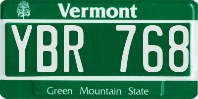 VT license plate YBR768