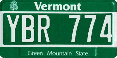VT license plate YBR774