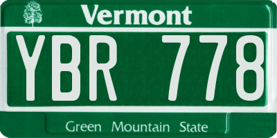 VT license plate YBR778