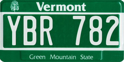 VT license plate YBR782