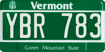 VT license plate YBR783