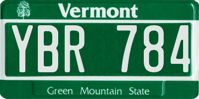 VT license plate YBR784