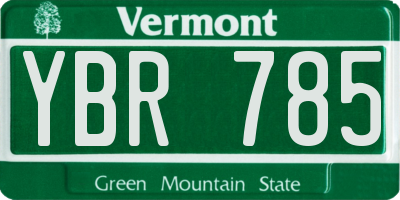 VT license plate YBR785