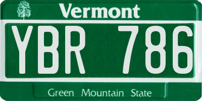 VT license plate YBR786