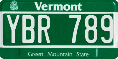 VT license plate YBR789