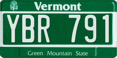 VT license plate YBR791