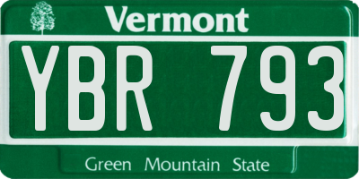 VT license plate YBR793