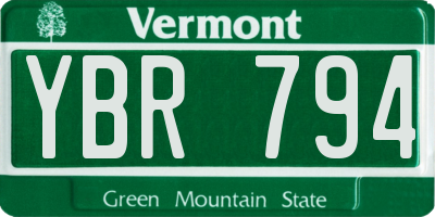 VT license plate YBR794