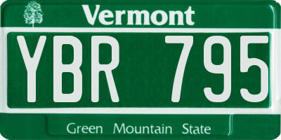 VT license plate YBR795