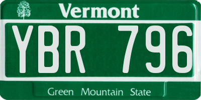 VT license plate YBR796