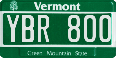 VT license plate YBR800