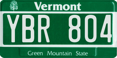 VT license plate YBR804
