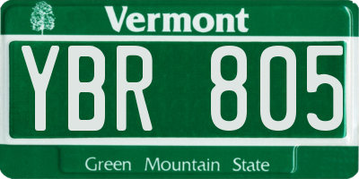 VT license plate YBR805