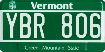 VT license plate YBR806