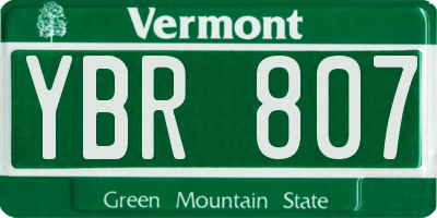 VT license plate YBR807