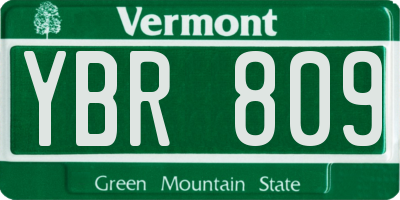 VT license plate YBR809