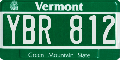 VT license plate YBR812