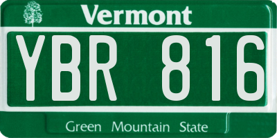 VT license plate YBR816