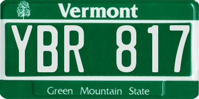 VT license plate YBR817
