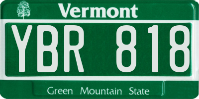 VT license plate YBR818