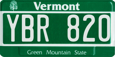 VT license plate YBR820
