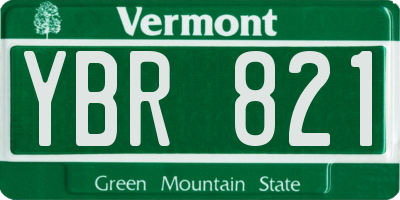 VT license plate YBR821