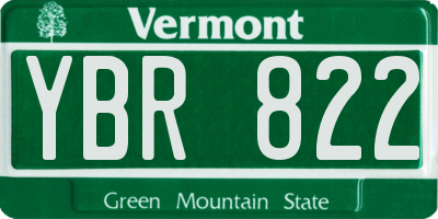VT license plate YBR822