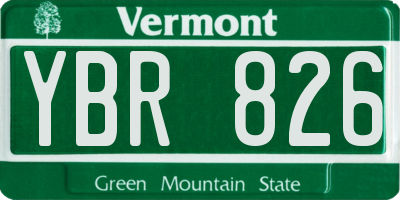 VT license plate YBR826