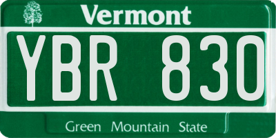 VT license plate YBR830