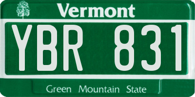 VT license plate YBR831