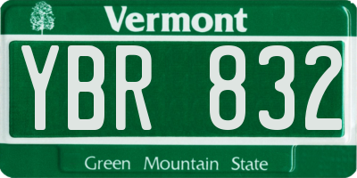 VT license plate YBR832