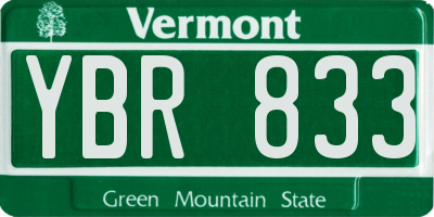 VT license plate YBR833