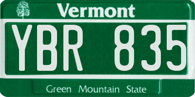 VT license plate YBR835