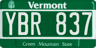 VT license plate YBR837