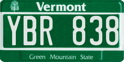 VT license plate YBR838