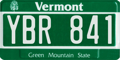 VT license plate YBR841
